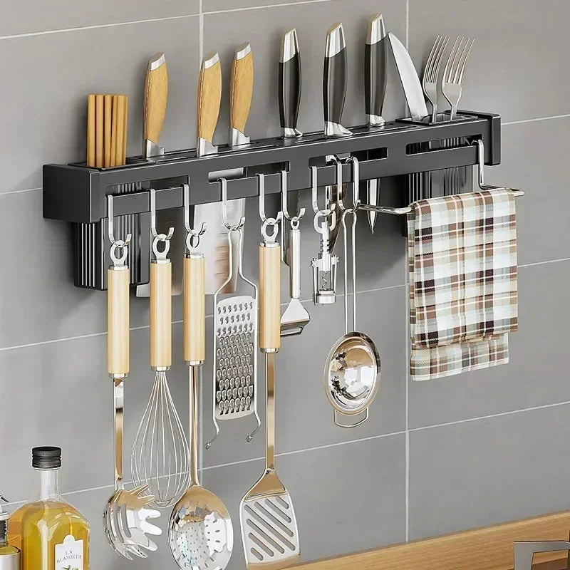 Storage Rack Knife Hook Kitchen Cabinet Stainless Steel Frame Wall Qme