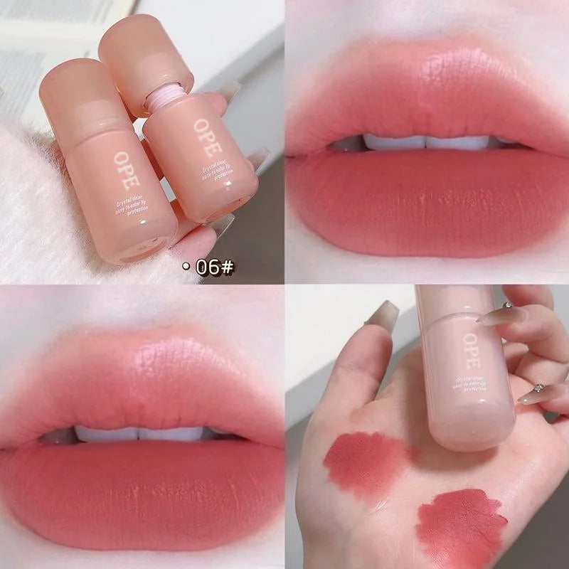 Matte Lip Mud OPE Nude Apricot Long Lasting Waterproof Velvet Smudge Qme A4-07-06