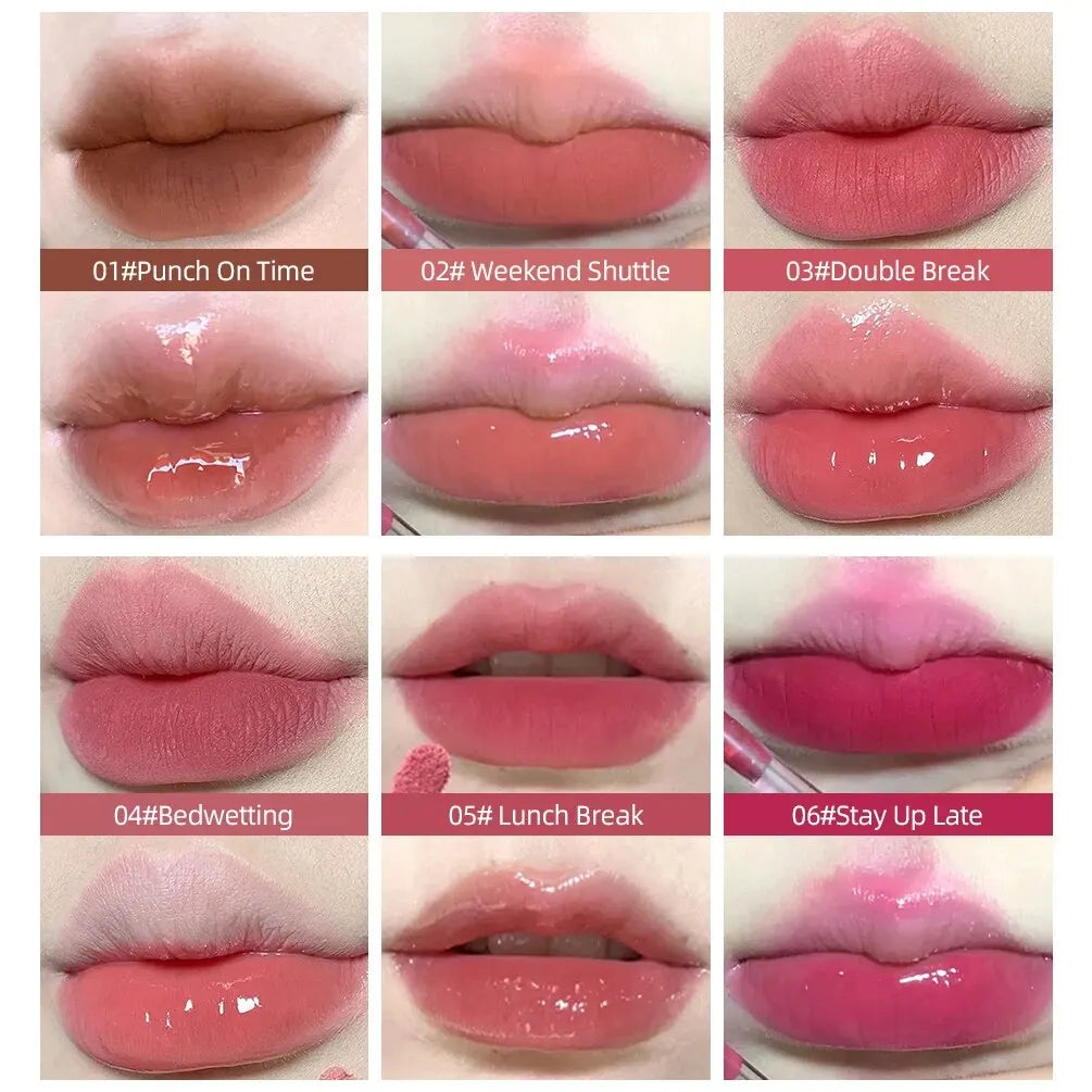 CACE Double Head Lip Gloss Sexy Red Lip Makeup Lip Mud Mirror Water Gloss Lip Glaze Matte Lipstick Waterproof Korean Cosmetics Qme