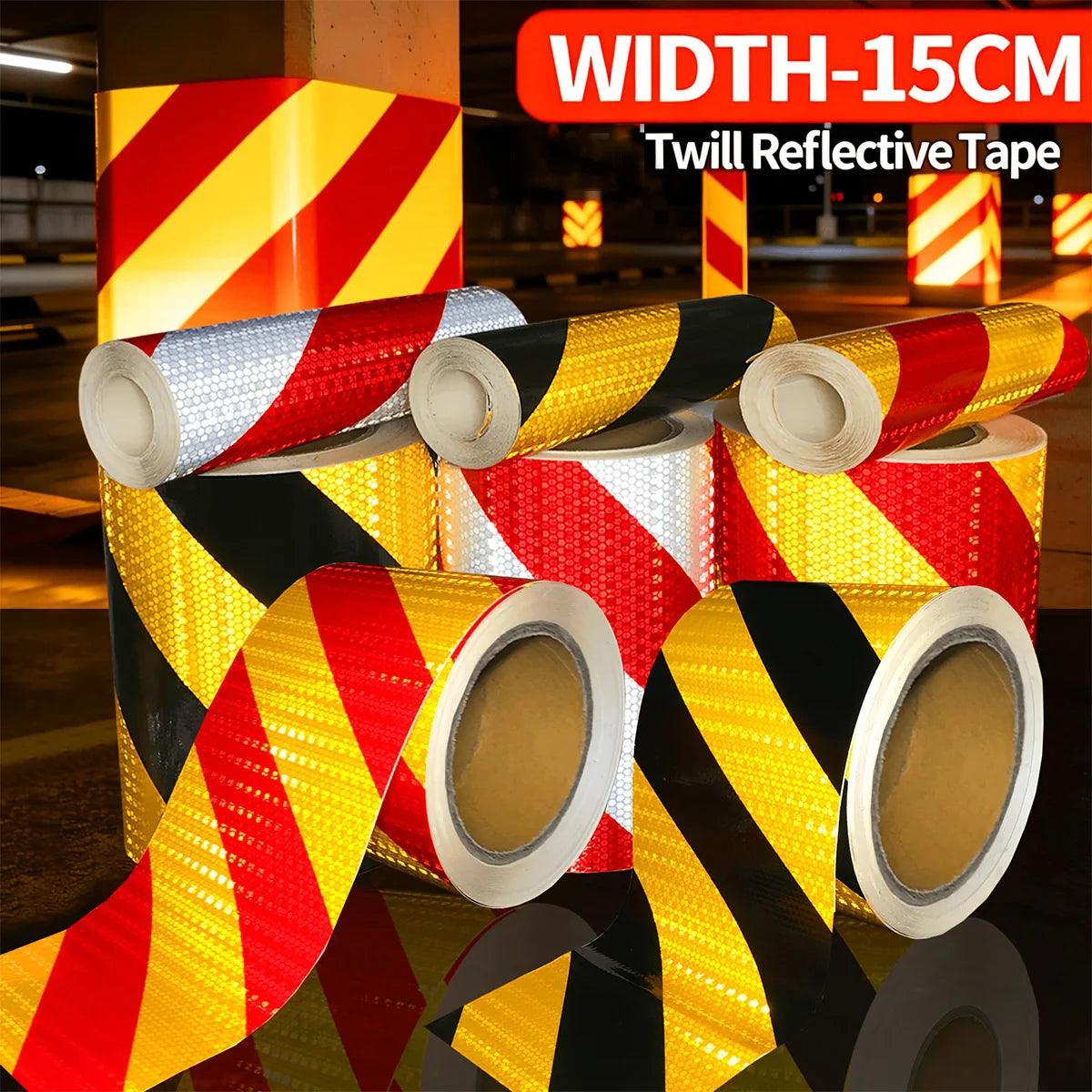 Reflective Safety Warning Tape Self-Adhesive Waterproof Diagonal Night Safety Anti-Collision Strip Trucks Trailers Bicycle Qme