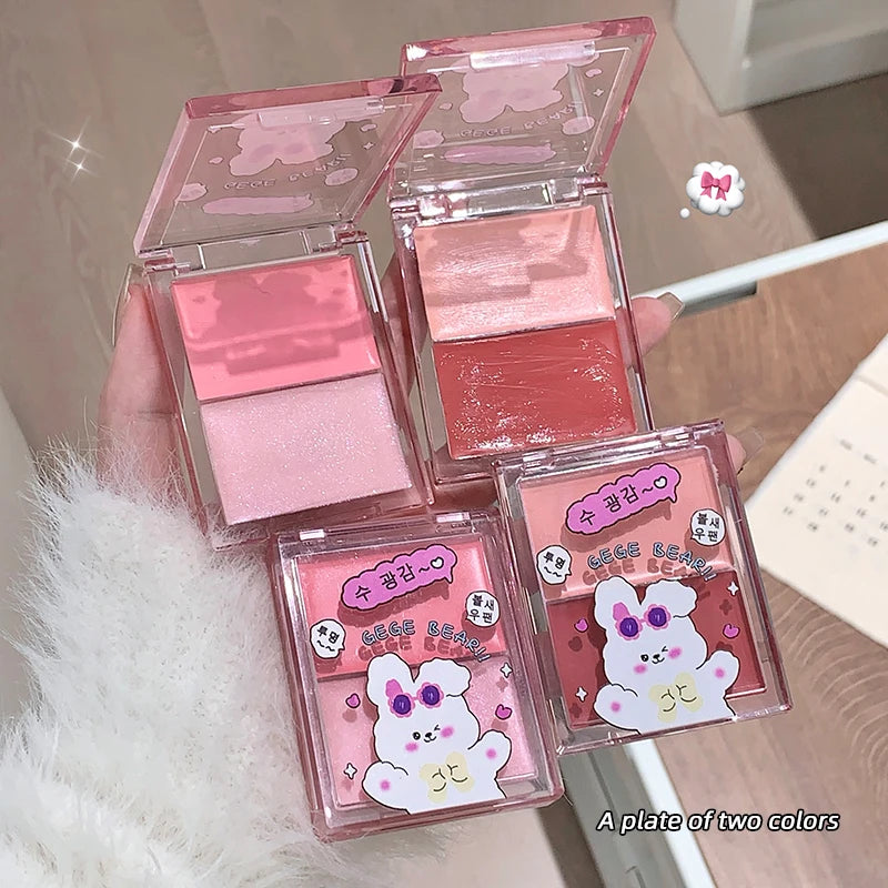 Gege Bear Watery Two-color Blush Palette Moisturizing Expandable Qme