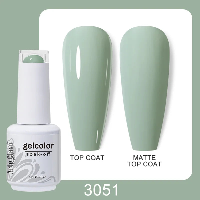 Arte Clavo Gel Nail Polish Matte Semipermanent Varnish UV Glitter Qme 3051