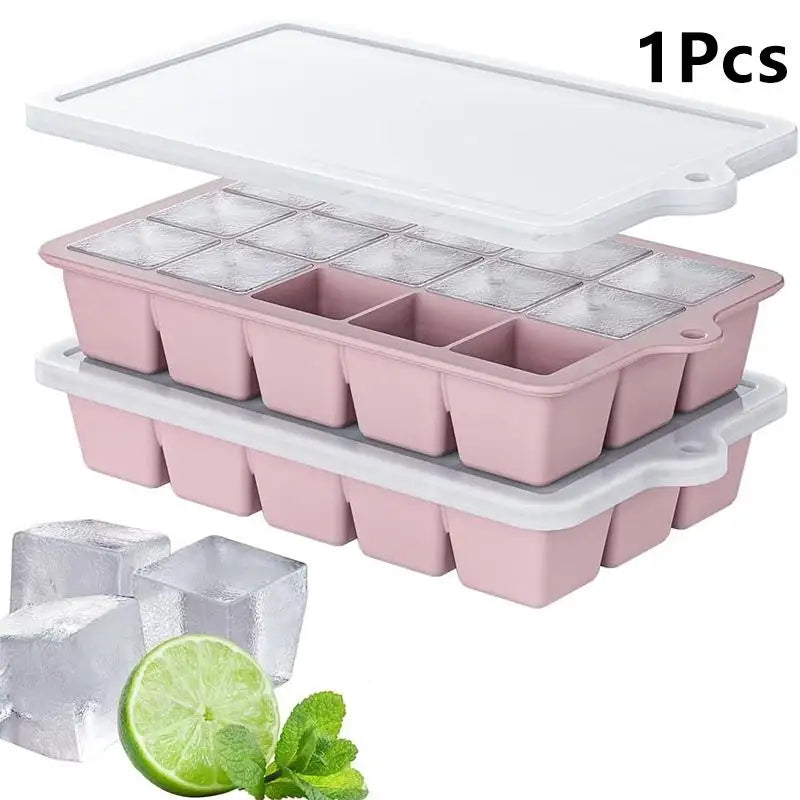 15Grid Food-grade Silicone Large Tray Mold Stackable Extra-large Lce Qme Pink