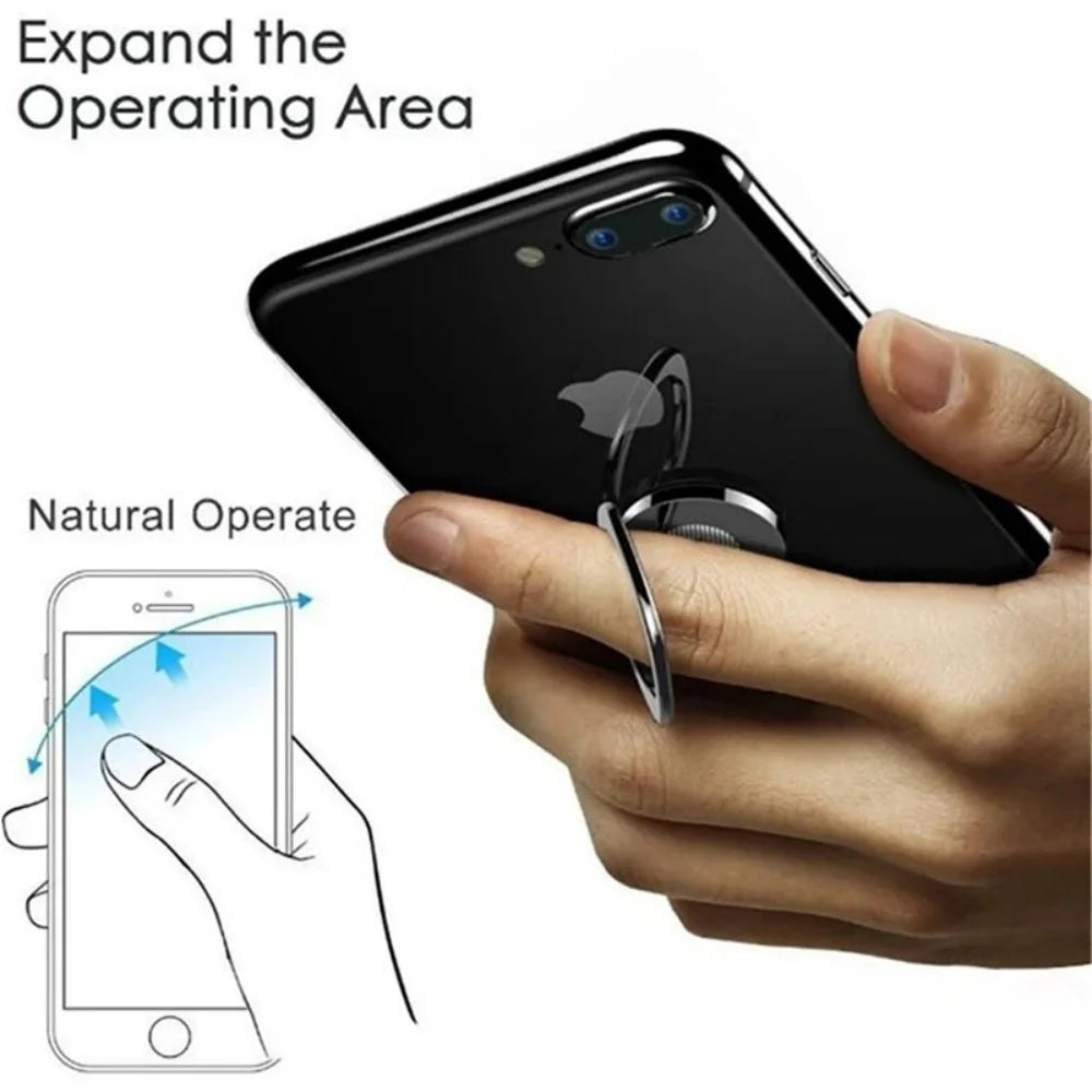 360° Rotating Ultra-thin Metal Phone Finger Grip Holder Magnetic Compatible Cellphone Back Ring Stand Car Mount For Mobile Phone Qme