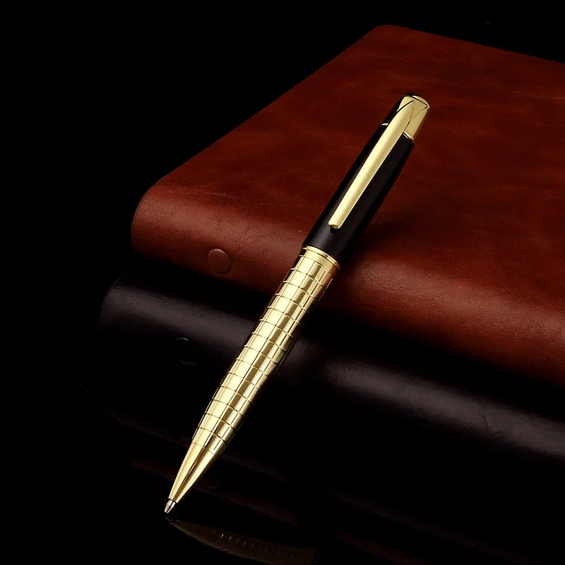 1 Pc Business High-end Metal Rotating Ballpoint Pen, 1.0mm Medium Ball Point Black Ink,Durable,Smooth Writing Office Supplies Qme Gold