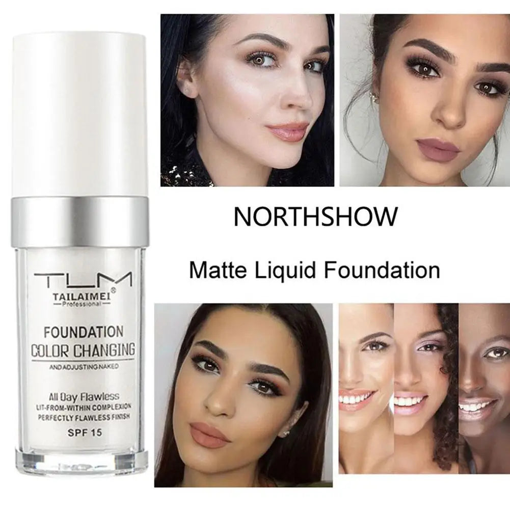 1/2/3PCs Color Changing Foundation, Temperature Liquid Foundation Naturally Blends Moisturizing Foundation Makeup Waterproof Qme