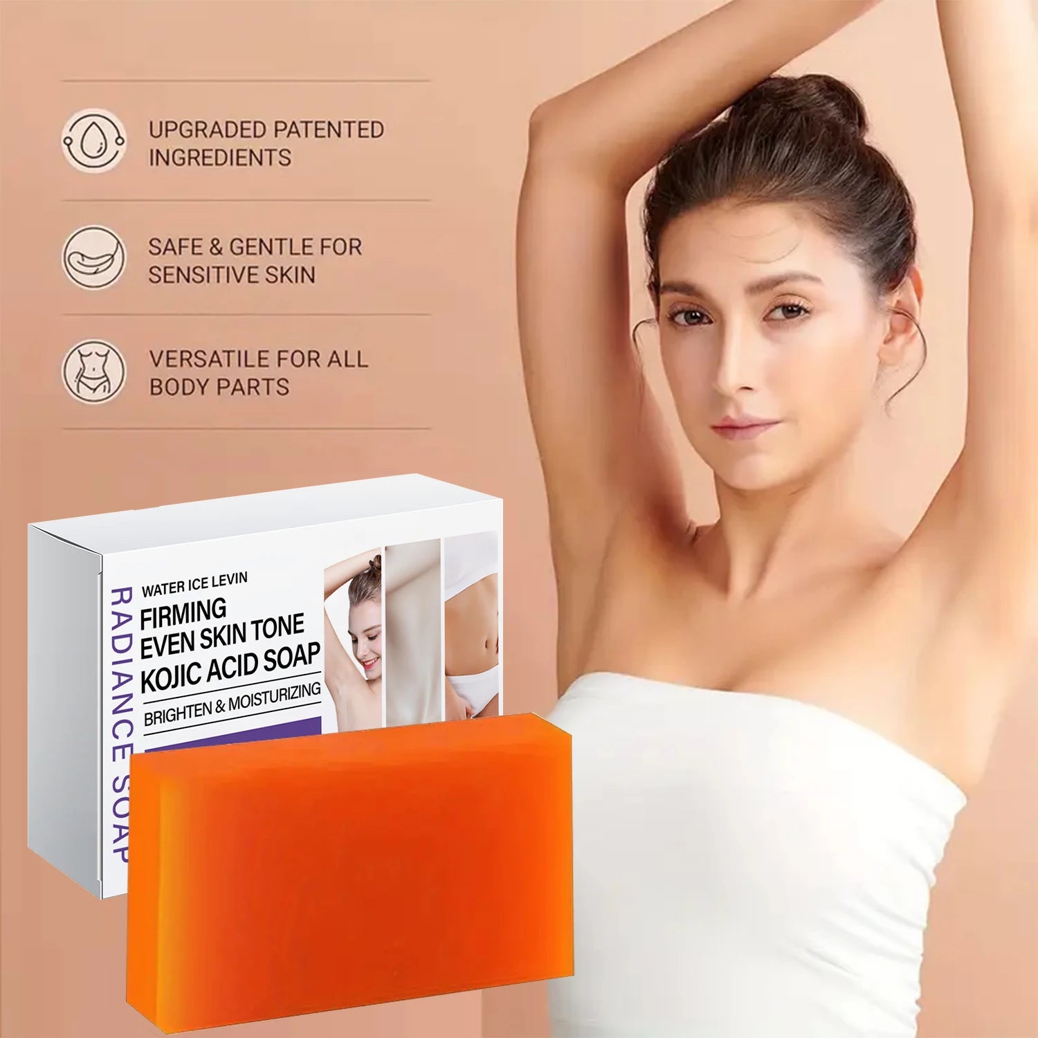 Radiance Kojic Acid Soap with Vitamin C & Niacinamide - Brightening, Firming & Even Skin Tone Bar for Glowing Skin Qme