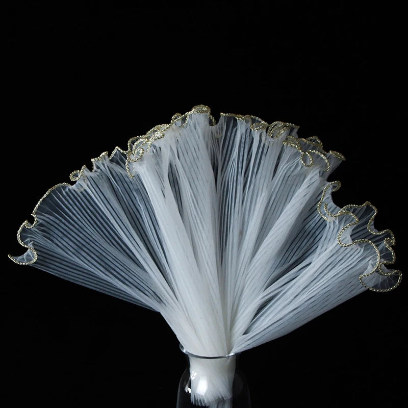 Phnom Penh Edge Wave Pearl Tulle Flower Wrapping Net Floral Bouquet Inner Lining Material Gift Box DIY Sewing Supplies Craft Pa Qme white