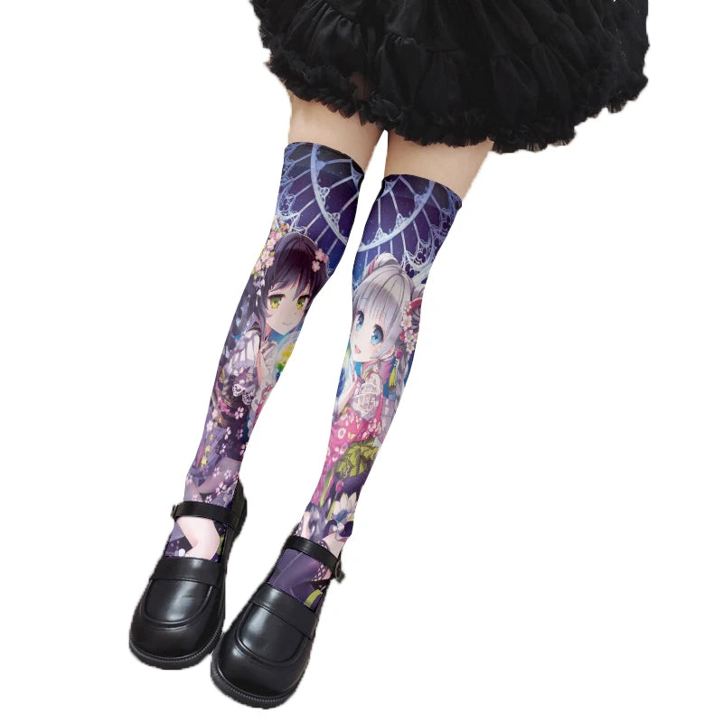Cute Sweet Loli Stockings Fashion 3d Printing Striped Love Kawaii Qme style18 One Size