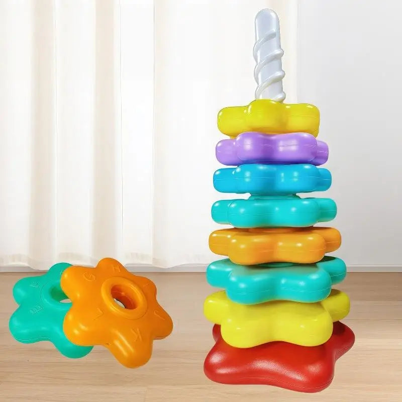 Children's Toy Baby Stacking Puzzle Toys Montessori Rotating Rainbow Qme One Size
