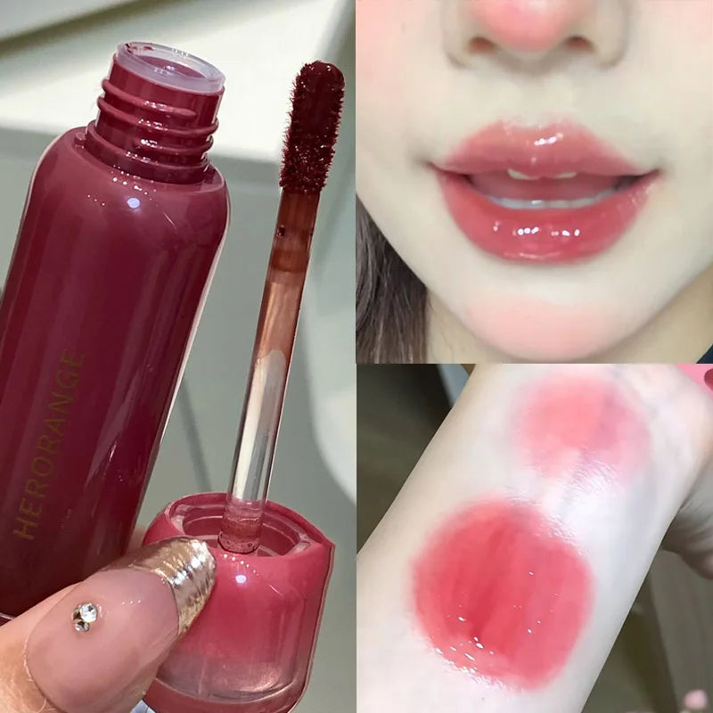 Rose Cherry Tinted Lip Gloss Mirror Watery Hydrating Lip Glaze Plumper Long Lasting Moisturizing Shine Crystal Lip Oil Makeup Qme