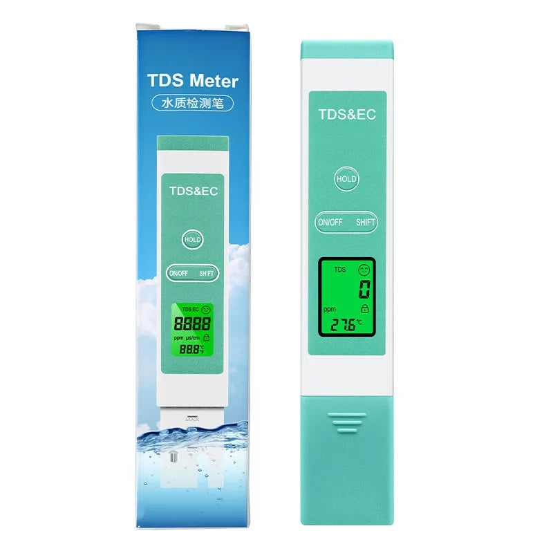 3-In-1 Digital Water Tester TDS EC Thermometer 0-9990 Ppm Drinking Qme Green