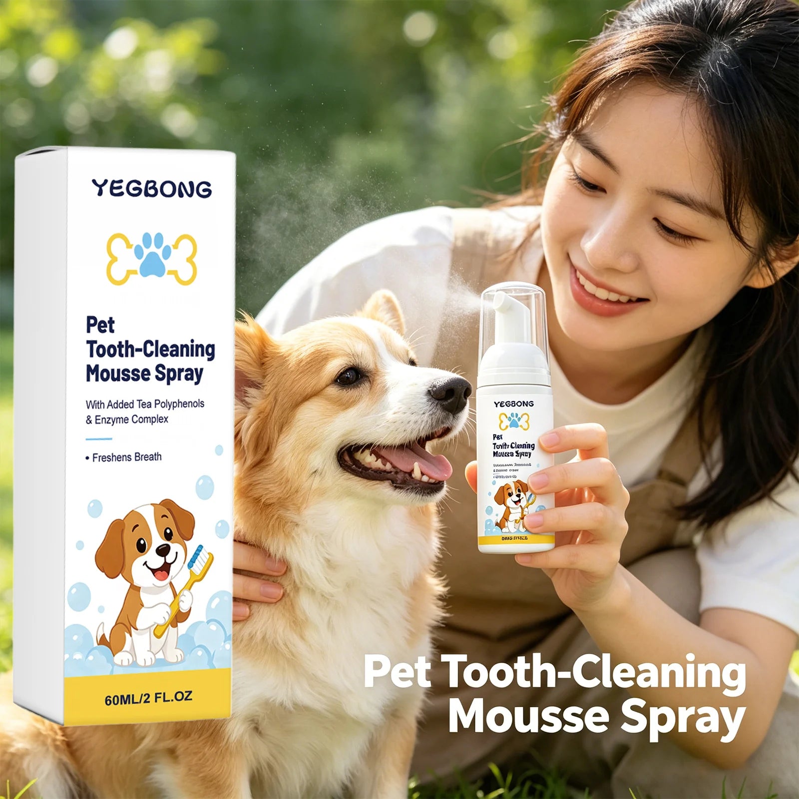 Pet Teeth Cleaning Mousse Removing Dental Plaque & Tartar Relieve Inflammation Reducing Odor Freshing Breath Pet Oral Care Spray Qme