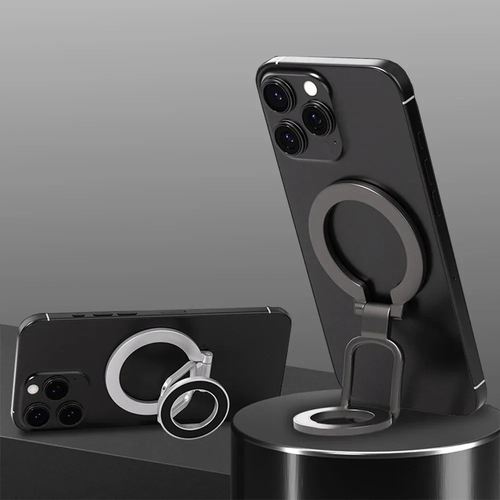 Magnetic Finger Ring Phone Holder Double Sided Kickstand Adjustable Grip Stand Compatible Car Bracket Hands Free for iPhone 17 Qme