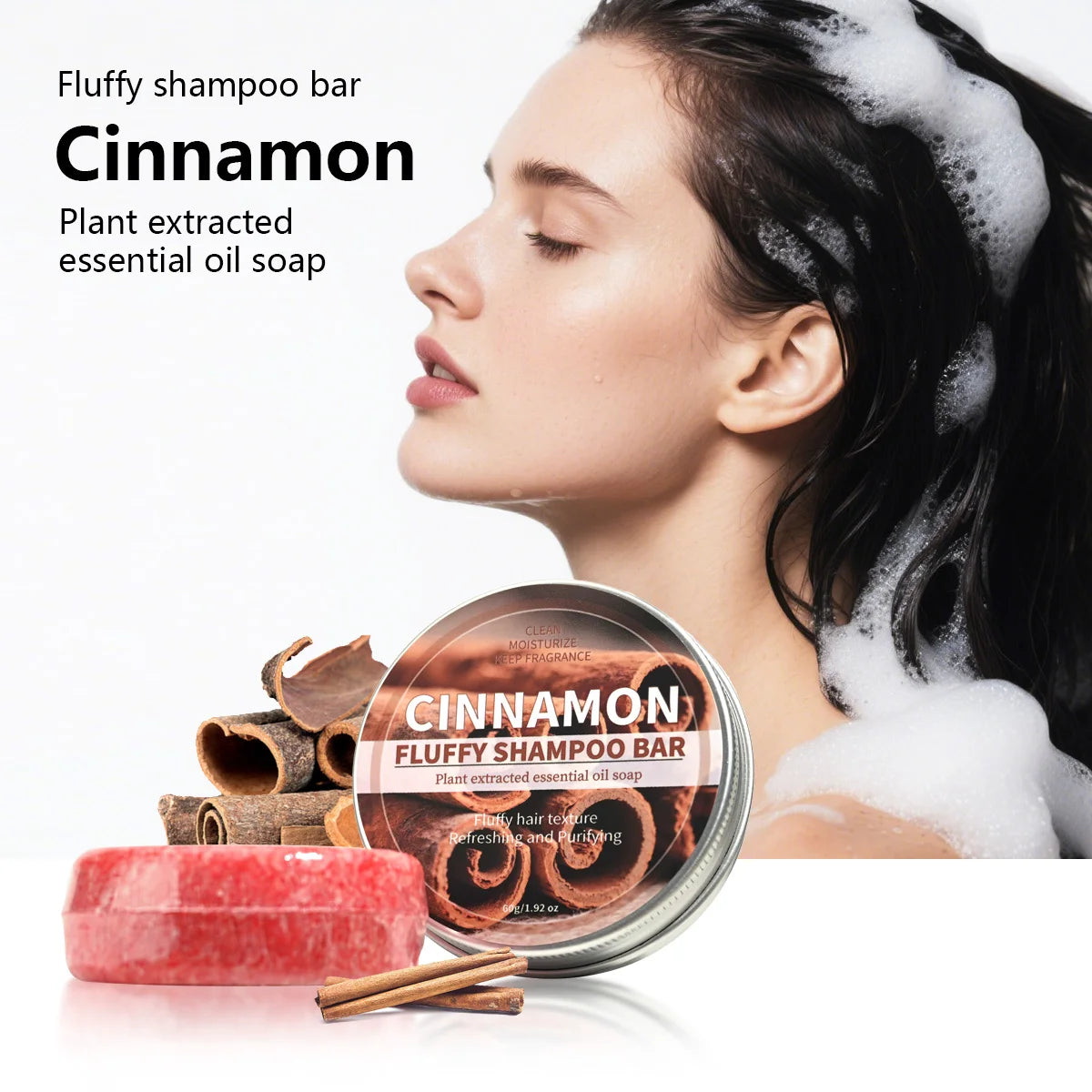 Cinnamon Essential Oil Shampoo Bar Natural Plant Spice Extract Qme 60g