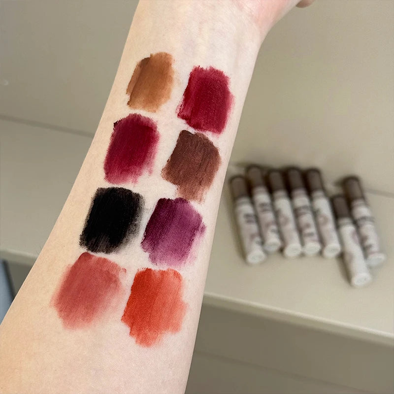 Gothic Matte Black Lip Mud Waterproof Lasting Lipstick Nude Brown Qme