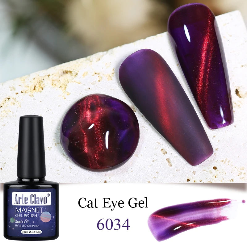 Arte Clavo Cat Eye Magnetic Gel Polish Green Red Semi Permanent Soak Qme 6034