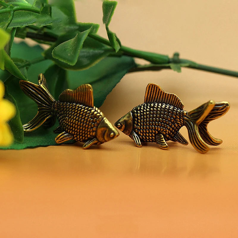 Desk Decoration Tea Pet Cute Gifts Goldfish Figurines Retro Brass Qme
