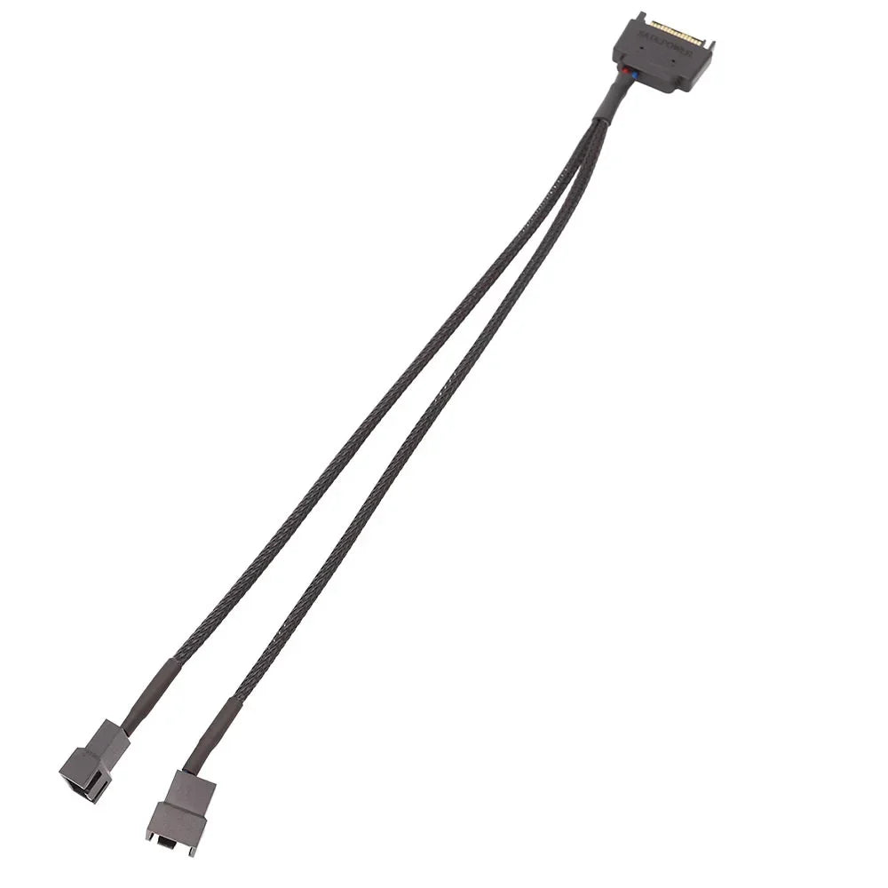 Black Sleeved 30cm Cooler Cooling Fan Splitter Power Cable 12V 4-Pin To 6 Port 3Pin/4Pin Connector for Molex IDE Computer PC DIY Qme 1 in 2