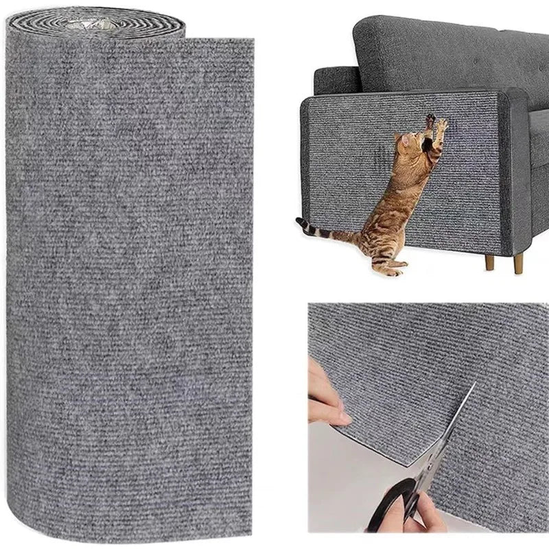 Trimmable self-adhesive cat scratch pad carpet, used for furniture, sofa or wall protection, cat scratch column replacement pad Qme