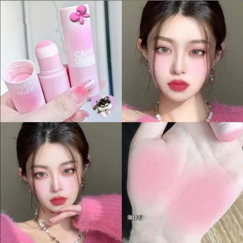 Cream Taro Pink Blush Stick Cute Rouge Face Orange Blue Purple Blusher Matte Low-saturation Makeup Cheek Stick Lasting Cosmetics Qme B02