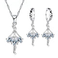 925 Sterling Silver Stamped Bridal Jewelry Sets Cute Dancing Girl Shape CZ Crystal Women Girls Engagement Anniversary Wholesale Qme Default Title