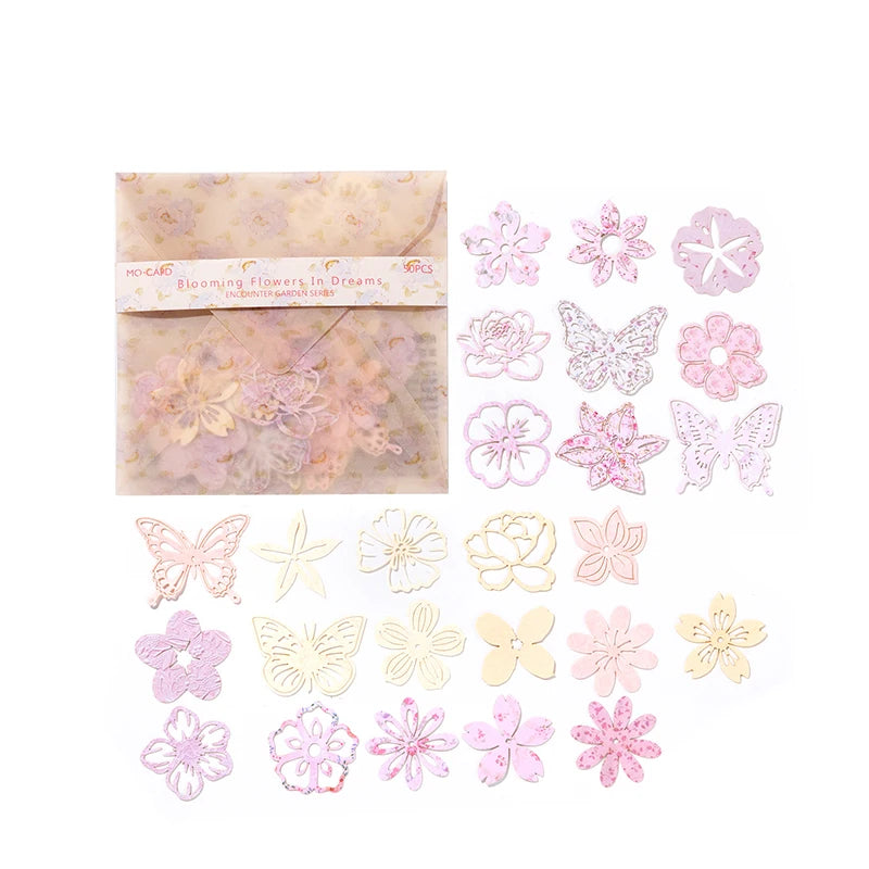 50 pcs Vintage Lace Hollow Frame Floral Material Paper Junk Journal Planner Scrapbooking Decorative Photo Albums Craft Supplies Qme E