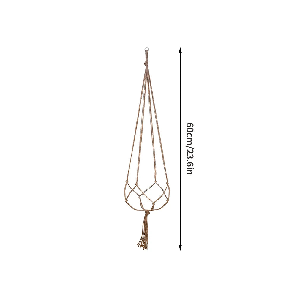 1PC Creative Woven Garden Flowerpot Net Cotton Hemp Rope Hand-Woven Simple Indoor And Outdoor Hanging Wall Qme 60cm