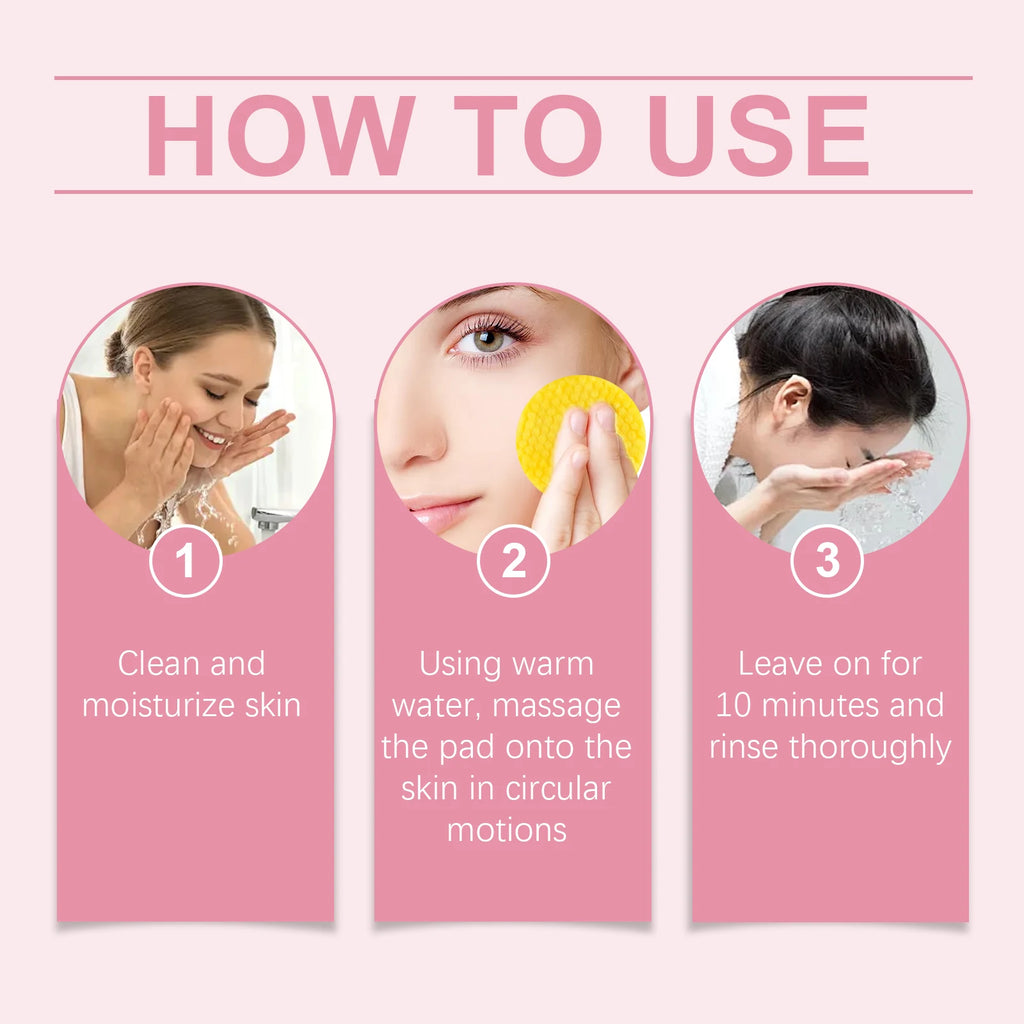 40pcs Turmeric Kojic Acid Facial Cleansing Pads Exfoliating Cleaning Remover Pores Dirt Moisturizing Daily Face Clean Skin Care Qme