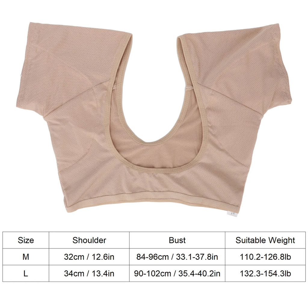 Underarm Sweat Vest Breathable Mesh 3 Layers Skin Color Washable Armpit Sweat Vest for Sports Washable Armpit Sweat Vest Qme