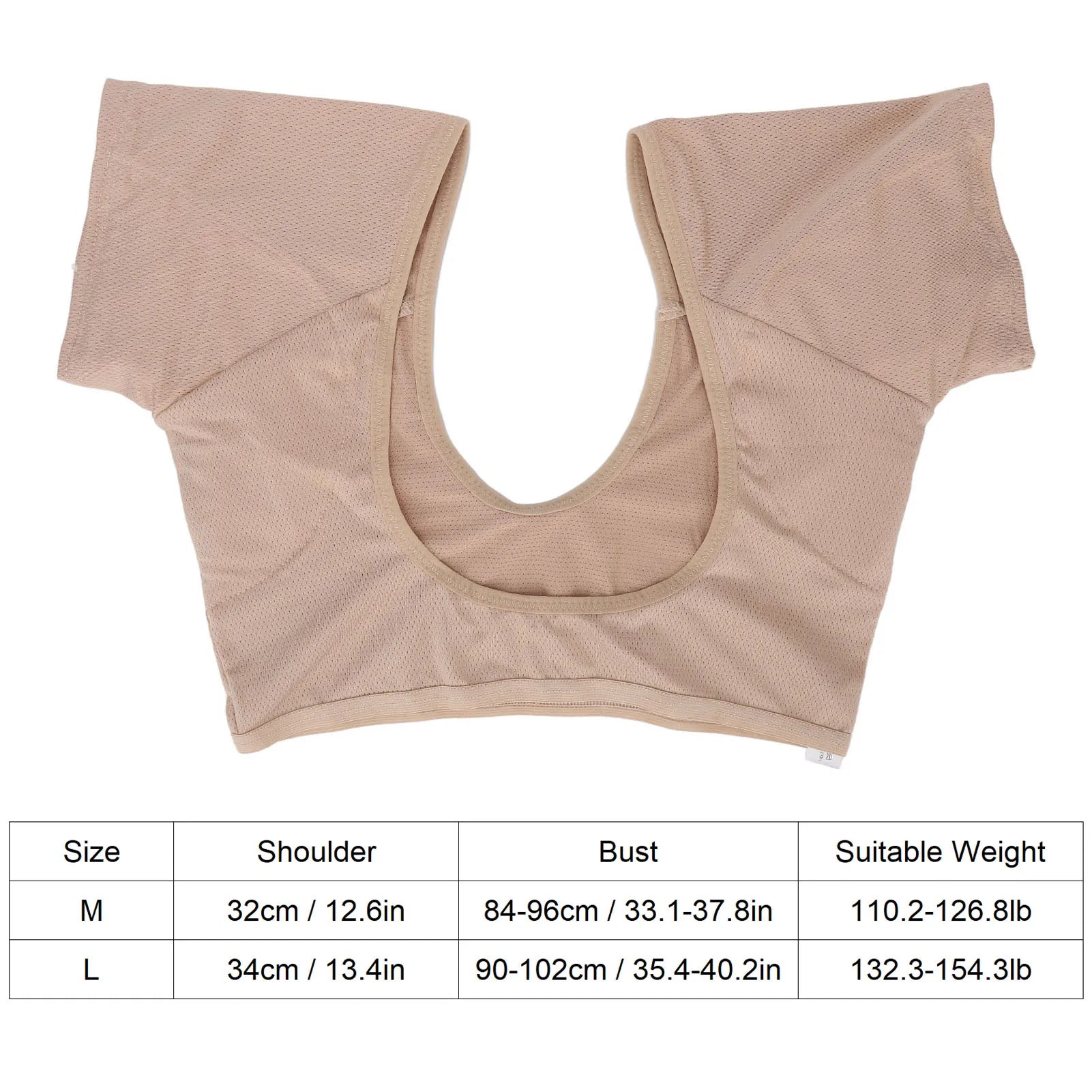 Underarm Sweat Vest Breathable Mesh 3 Layers Skin Color Washable Armpit Sweat Vest for Sports Washable Armpit Sweat Vest Qme