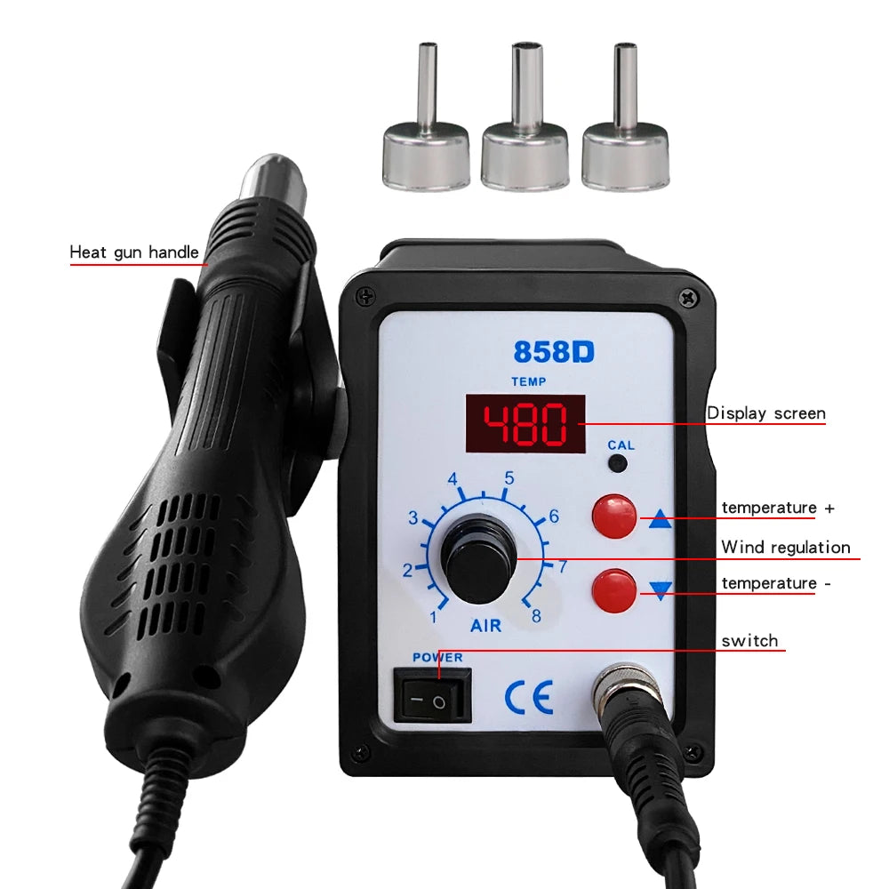 858D Air Gun BGA Soldering Rework Station Blower Hair Dryer Hairdryer Qme