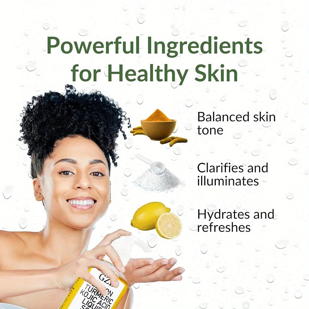 GZE Glow Lemon Turmeric Kojic Acid Liquid Soap - Gentle Exfoliating, Brightening, and Nourishing Skin Cleanser with Turmeric Qme