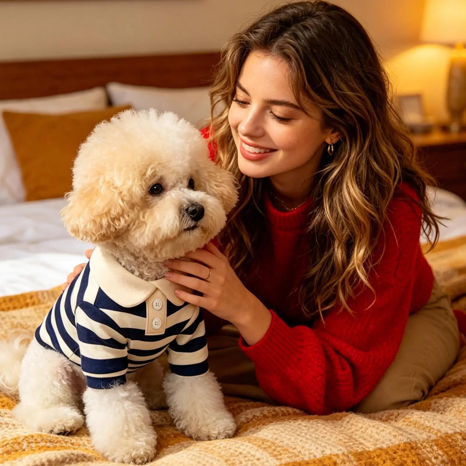 Small Dog Tshirt Casual Striped Outfits Collar Breathable Clothes Qme