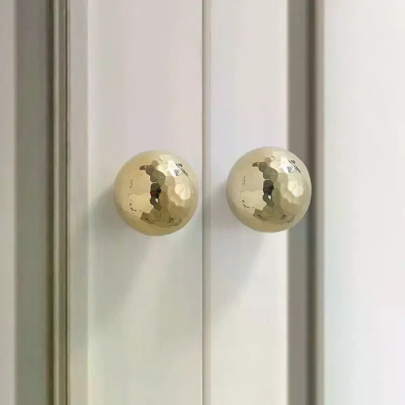 Brass Ball Furniture Pull Handles Hand-forged Hammer Cabinet Handles Door Drawer Knob Kitchen Wardrobe Cupboard Pulls Qme