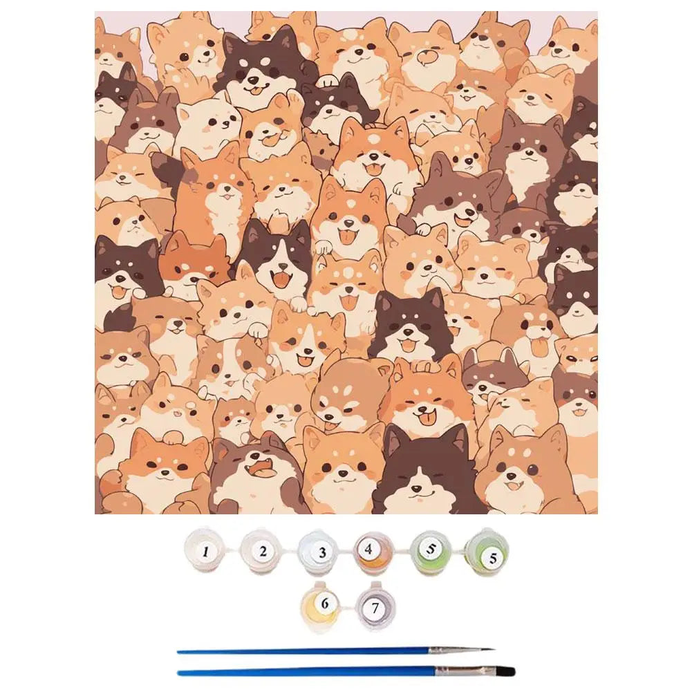 Creative Cute DIY Digital Oil Painting Cat Puppy Hand-painted Filled Oil Painting For Home Decoration Fill Oil Painting Qme
