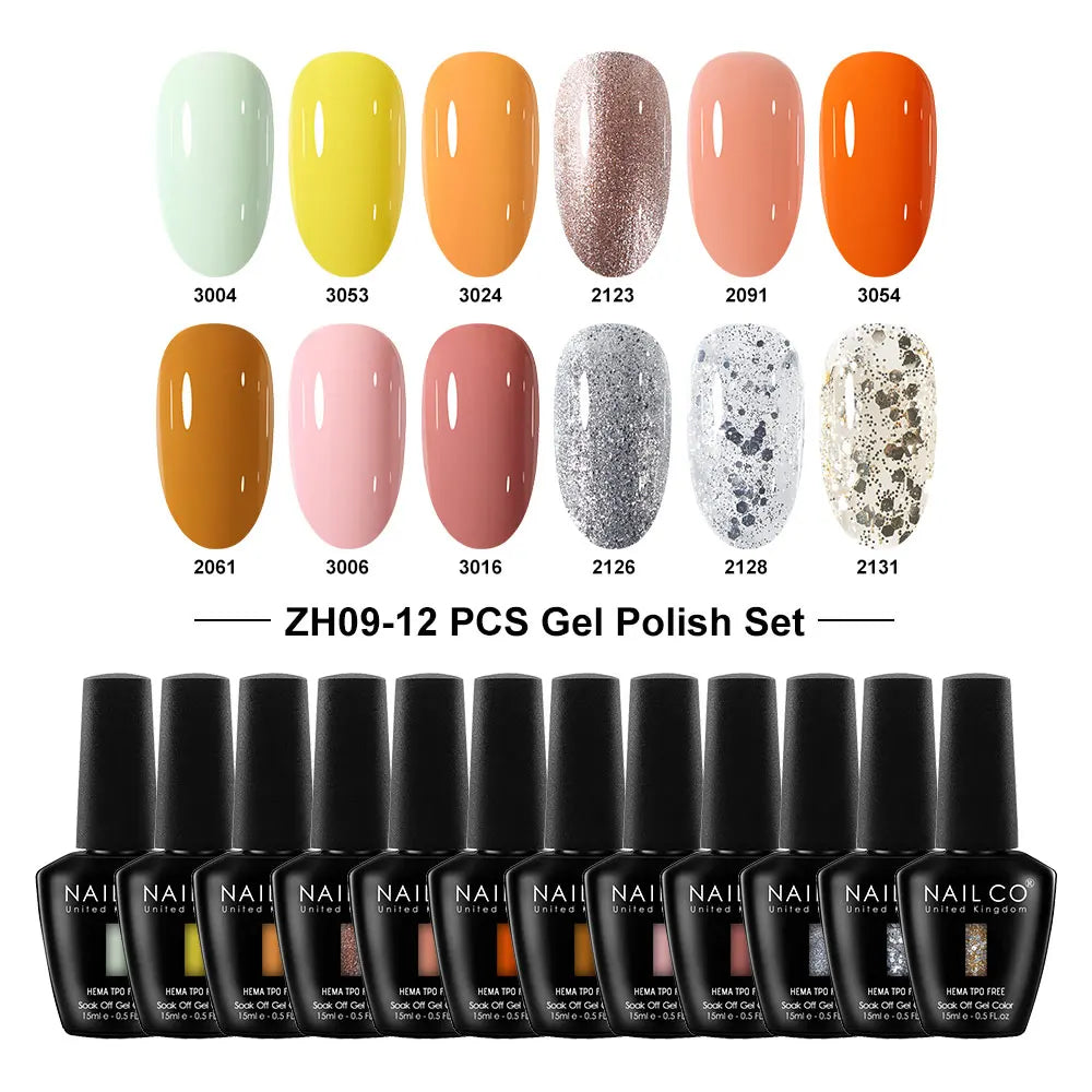 NAILCO Summer Macaroon Gel Nail Polish Semi Permanent UV Soak Off Art Qme NC-12H-ZH09