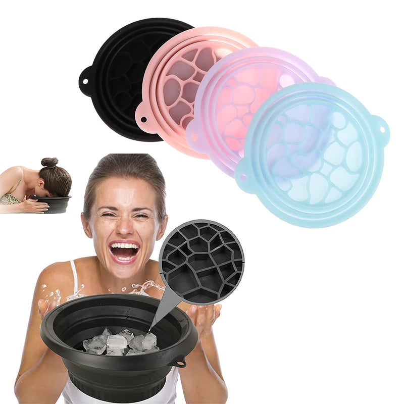 Foldable Silicone Face Ice Bath Bowl Portable Basin Facial Plunge Qme