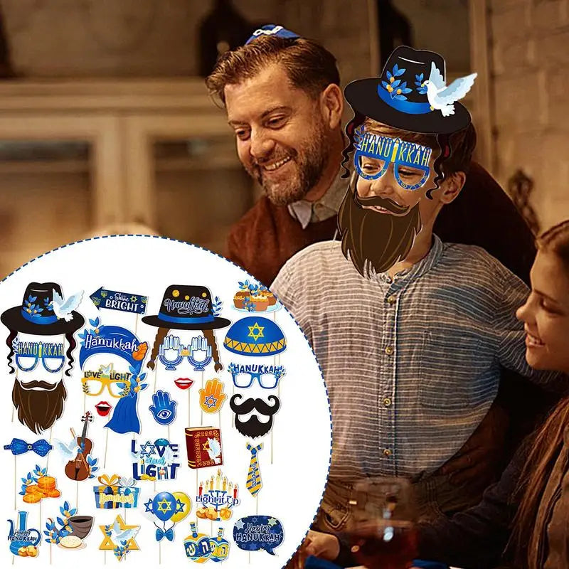 Holiday Photo Booth Props 30 Funny Happy Hanukkah Glasses Cute Qme