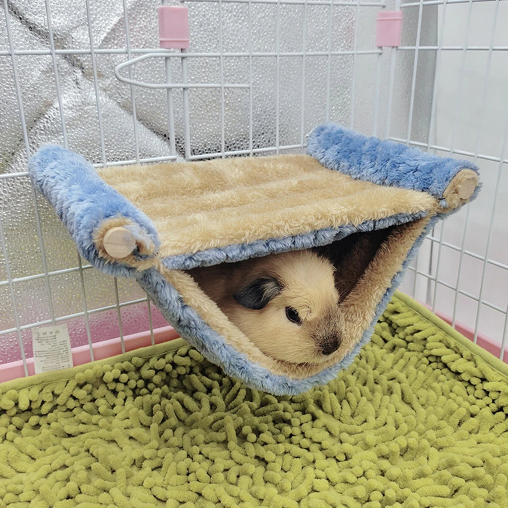 Guinea Pigs Hamster Warm Hammock Honey Possum Squirrel Hanging Nest Bed Gold Silk Bear Chinchillas Jumping Pet Toy Qme