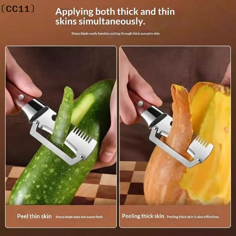 3-in-1 Serrated Peeling Knife Premium Vegetable Peeler Handle Bottle Qme