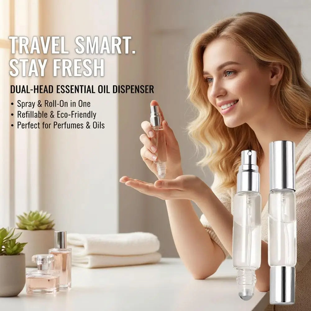 Portable Clear Refillable Bottle Dual Ends Sprayer Roller Tops Qme