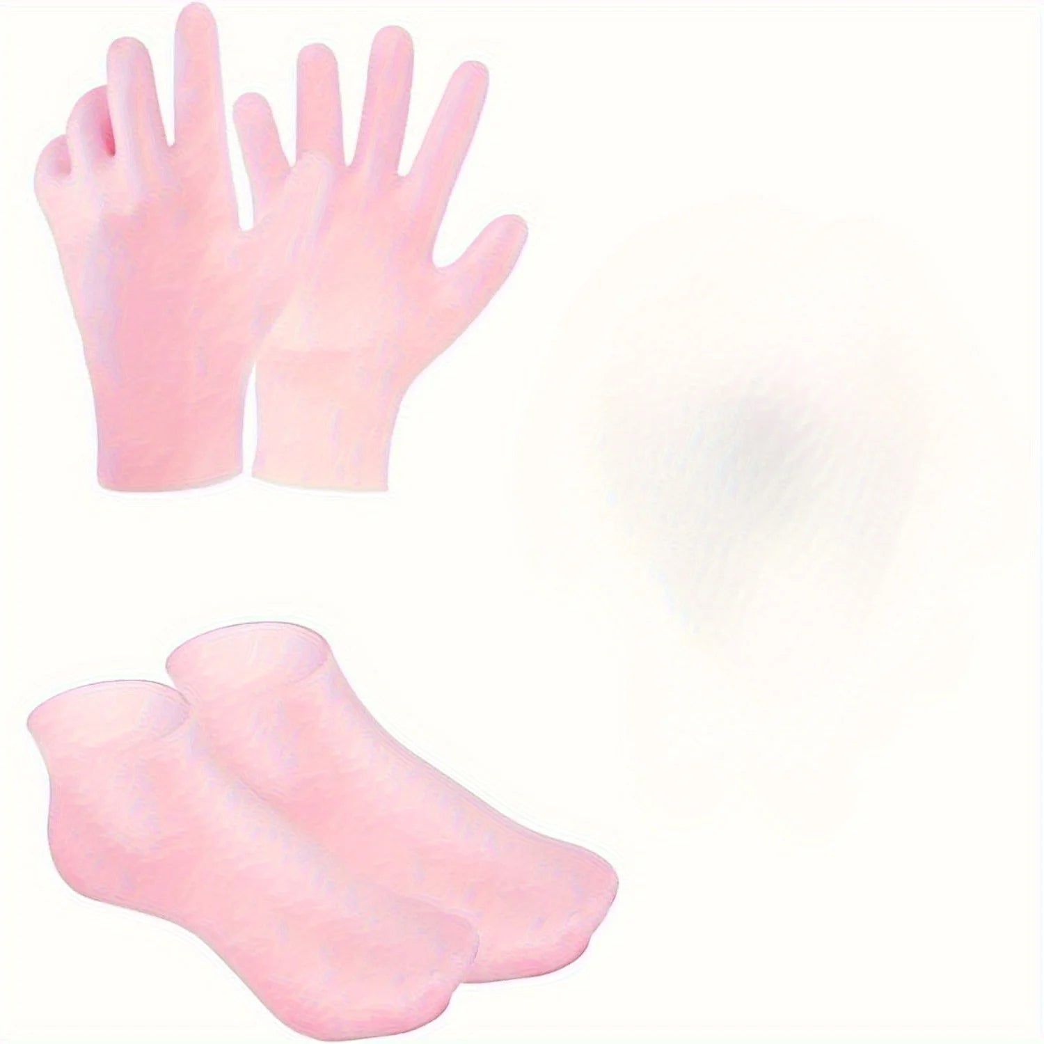 Reusable Silicone Moisturizing Gloves Socks Set Spa Gel Hand Foot Care Kit Washable for Dry Cracked Skin Repair Night Sleep Spa Qme Glove and Sock