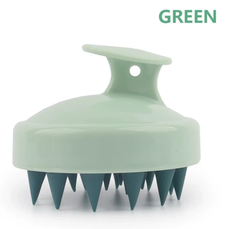 Hair Scalp Massager Shampoo Brush Scalp Scrubber with Soft Silicone Bristles Both Wet Dry Hair Qme 1pcs green