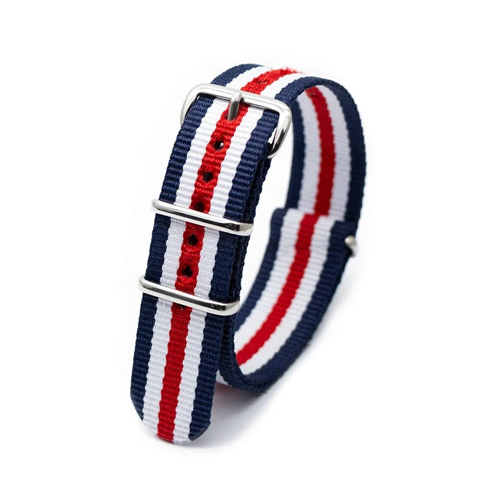 Durable Striped Nylon Wristband Bracelet Watch Band Universal Strap