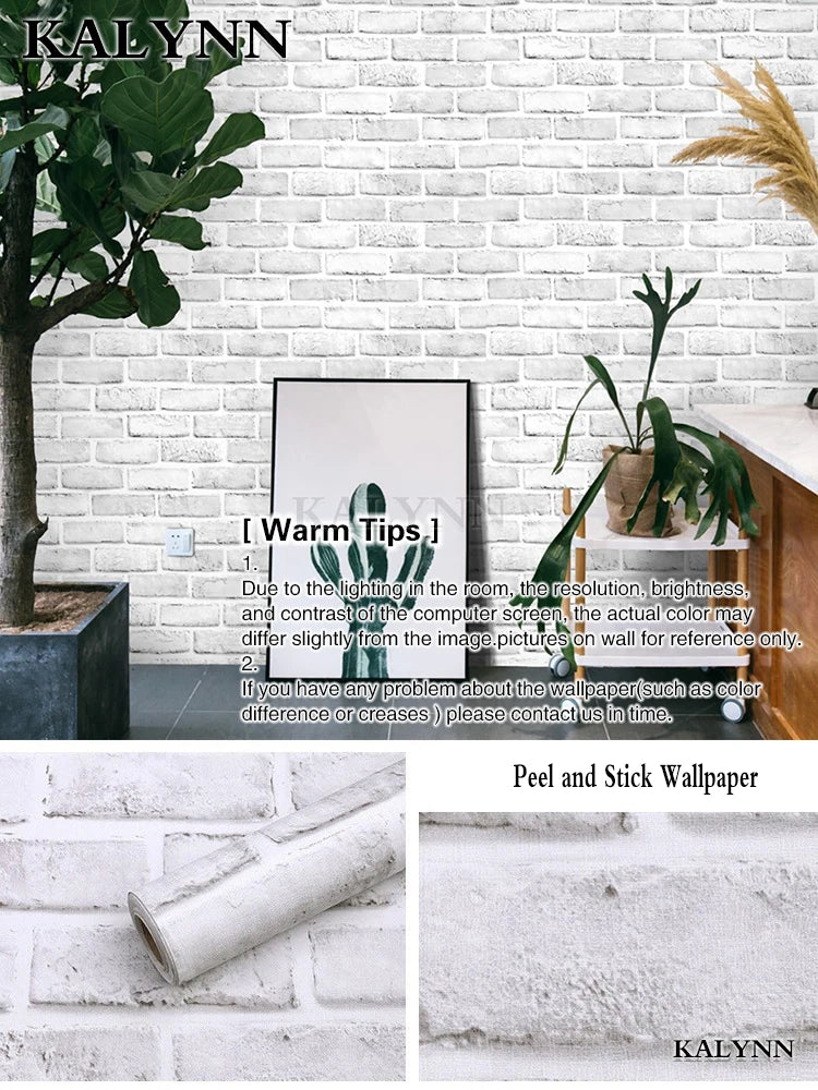 Vintage Contact Paper Many Peel Stick Self Adhesive Wallpaper Qme White Brick 9.8FTx17in(3mx45cm)