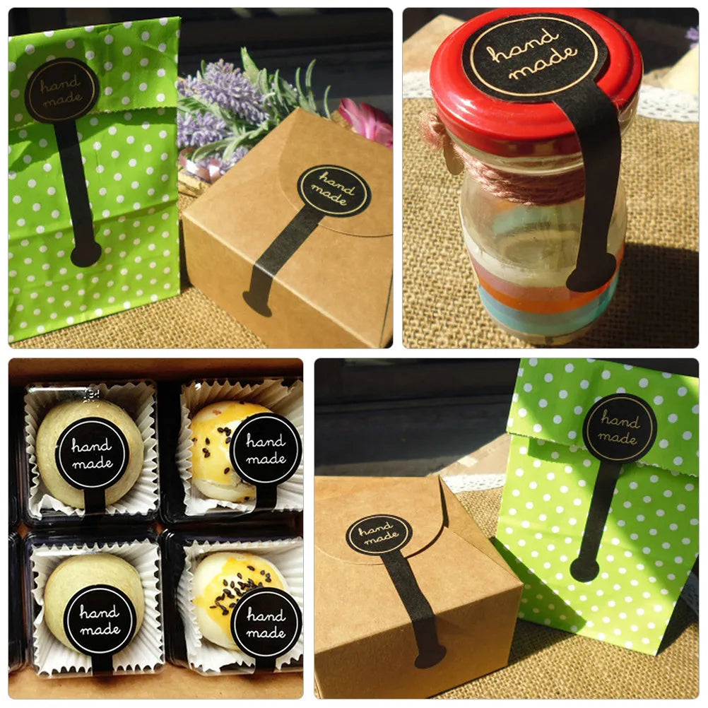 200Pcs Premium Handmade Letter Sealing Stickers Self-Adhesive Seal Sticker for Artisan Soap Jewelry Packaging Bake Sale Party Qme
