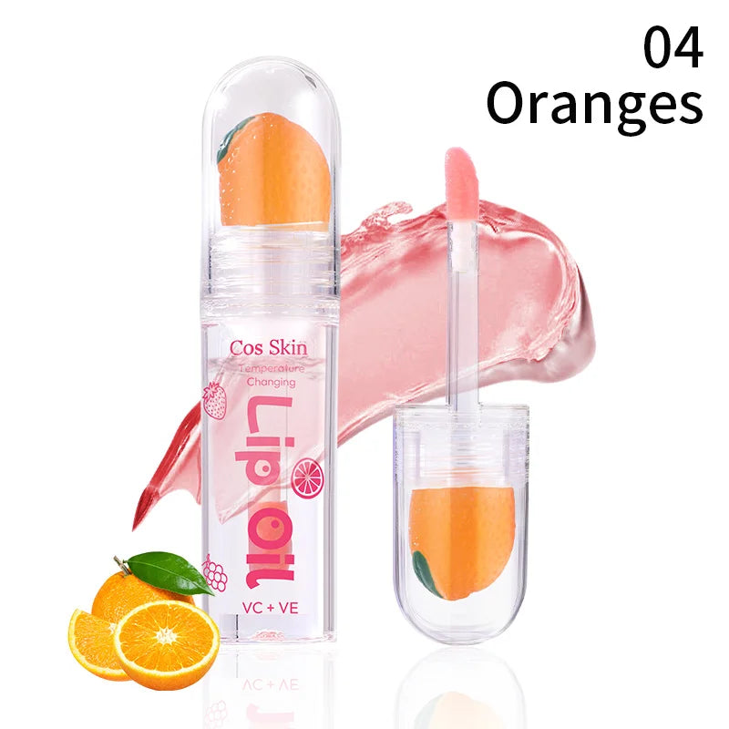 Fruit Temperature-sensitive Lip Gloss Moisturizing Hydrating Balm Qme 04Oranges