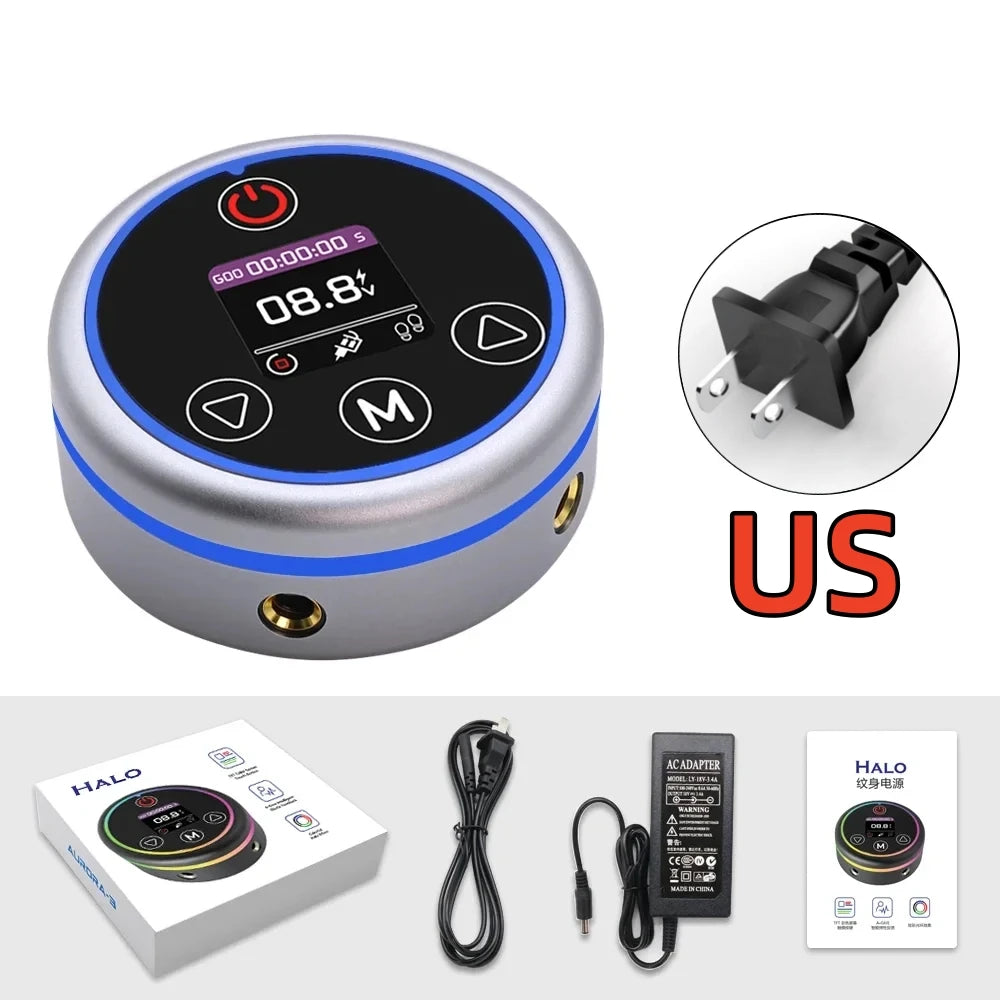 HALO Colorful PMU Permanent Makeup Mini Tattoo Power Supply Multi functional Tattoo Equipment Qme SILVER US