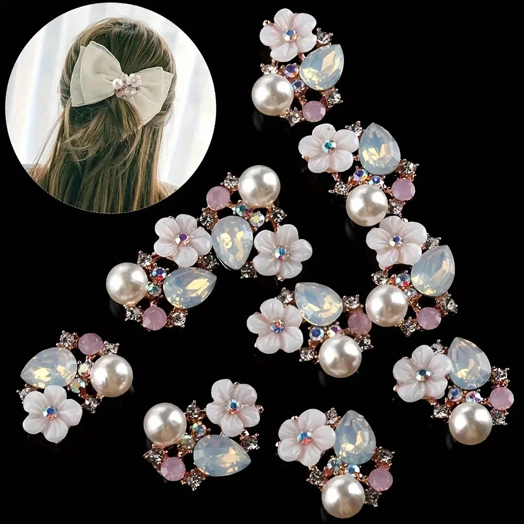 Imitation Shell Flower Plate Diamond Buckle Jewelry DIY Handmade Shoes, Clothing, Bags Alloy Accessories Pendant Qme